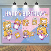 Lofaris Little Cartoon Cats Colored Happy Birthday Backdrop
